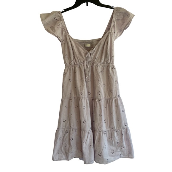 Y2K Hollister Babydoll Mini Dress Lilac With Open Back Women Med Trendy Summer - Picture 9 of 10